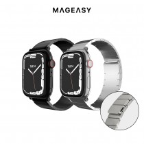 【MAGEASY 魚骨牌】Apple Watch Maestro M 不鏽鋼磁扣鏈錶環 金屬錶帶